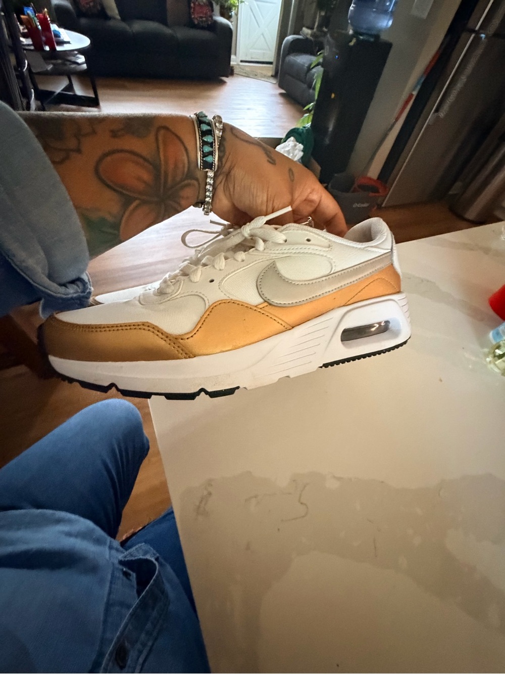 Nike Men's White and Tan Low-Top Sneakers